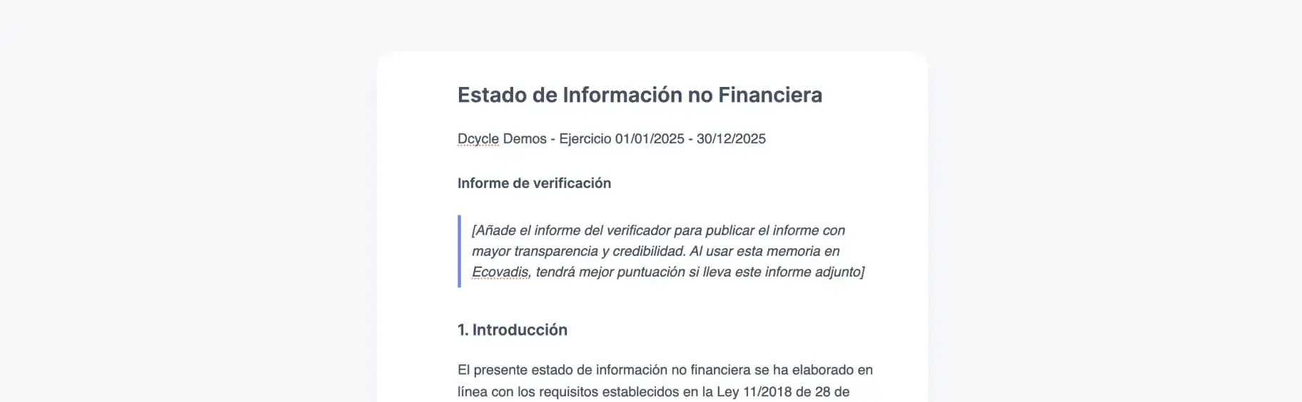 EINF report template